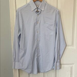 Peter Millar Light Blue Performance Twill Check Shirt